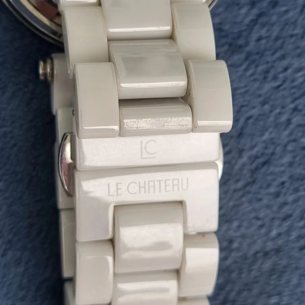 Le Chateau White and Silver Watch with Crystal Accents - Picture 9 of 10